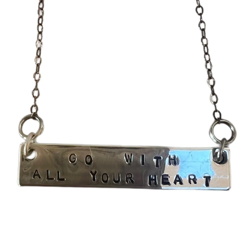 NWT "Go With Your Heart" Handmade Silver Necklace